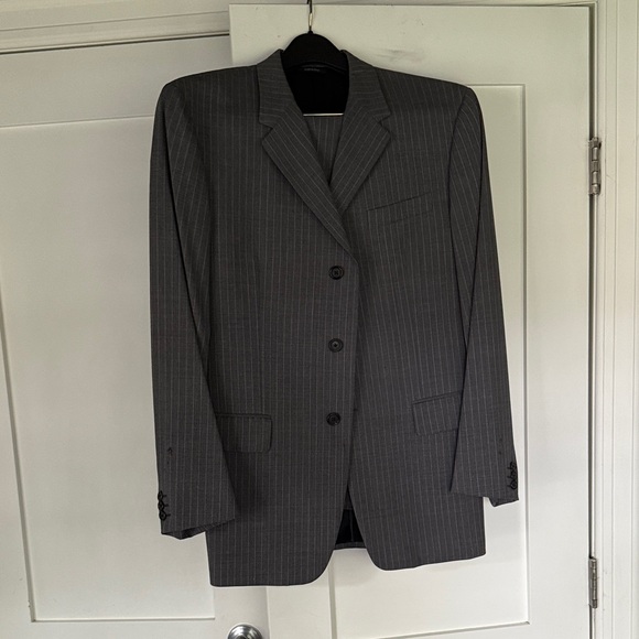 Prada Dark Gray Pinstripe Suit Jacket